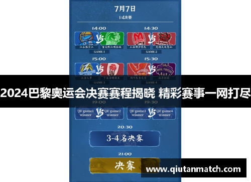 2024巴黎奥运会决赛赛程揭晓 精彩赛事一网打尽